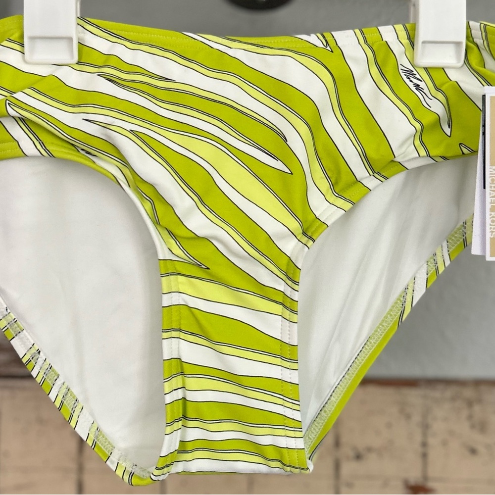 Michael Michael Kors Limeade Zebra Print Bikini Bottom, Women’s M, BNWT